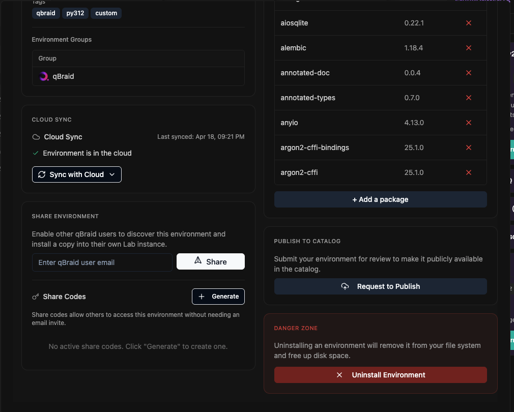 Share environment and publish to catalog options
